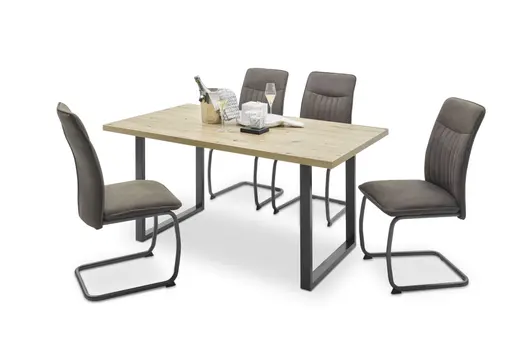 Esstisch - LB ca. 140x90 cm, Eiche Nachbildung, Schwarz