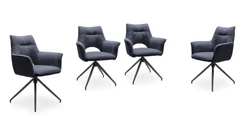 Armlehnstuhl MALEEN - drehbar, Stoff, Blau