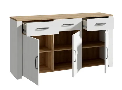 Sideboard FELLIAN- B ca. 166 cm, Weiß, Eiche Dekor