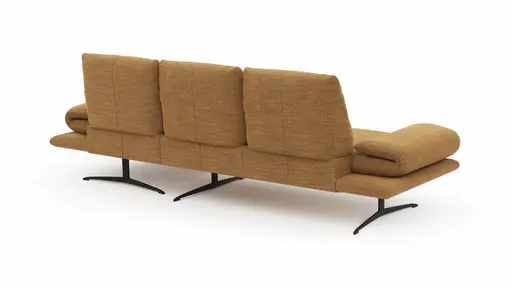 Ecksofa Lucero - 2-Sitzer mit Longchair rechts inkl. Rückenlehne/Armlehne/Sitztiefe verstellbar und drehbares Sitzelement, Stoff, Senfgelb