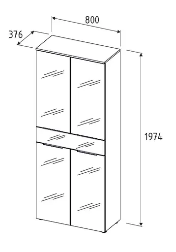 Büroschrank - B ca. 80 cm, Riva Eiche Nachbildung, Kaschmir