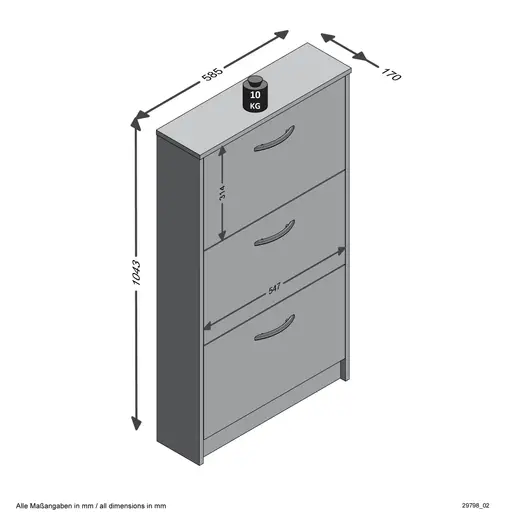 Schuhschrank- Eiche Dekor
