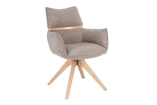 Armlehnstuhl MAROU - drehbar, Stoff, Braun