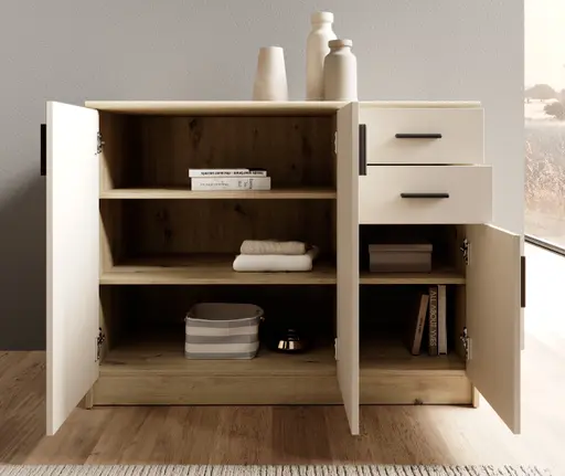 Kommode - B ca. 109 cm, Artisan Eiche Nachbildung, Kaschmir