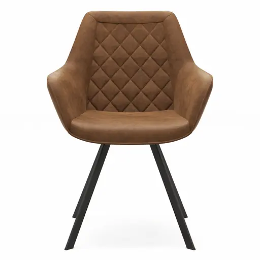 Armlehnstuhl Wesley - Stoff, Cognac