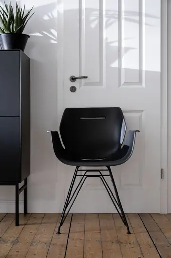 Armlehnstuhl Tooon - Kunststoffschale, Schwarz, Gestell Metall, Schwarz