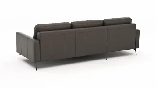 Ecksofa Enna - Longchair Links mit 3-Sitzer, Armlehne A, Leder, Schwarz
