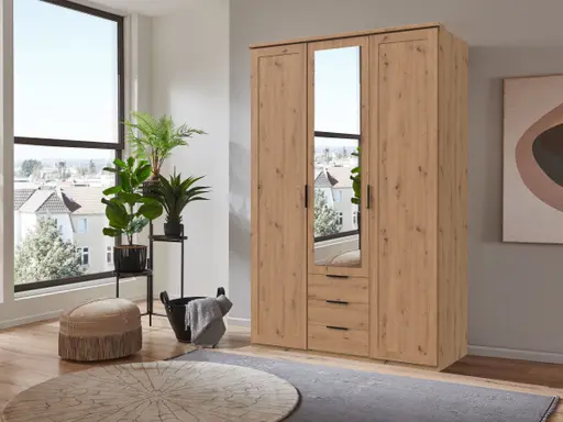 Kleiderschrank- B ca. 135 cm, Eiche Dekor