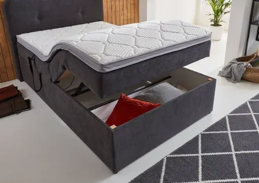 Boxbett - Liegefläche ca. 120x200 cm, Stoff, Grau