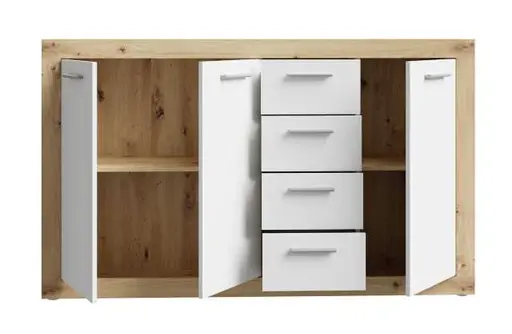 Kommode FIBI- Eiche Dekor, Weiß