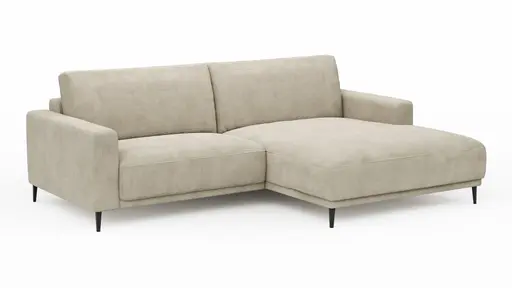 Ecksofa Solero - 1,5-Sitzer mit Longchair rechts, Stoff, Sand
