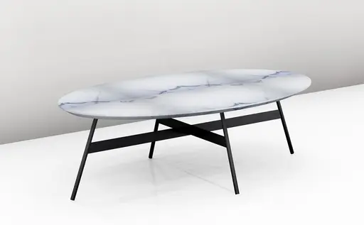 Couchtisch - LBH ca. 116x70x35 cm, Keramik, Weiß