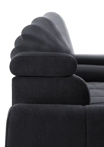 Ecksofa - 2-Sitzer mit Ecke rechts, Sitzvorzug motorisch, Kopfteil verstellbar, Stoff, Graphit