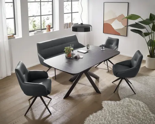 Esstisch MAXIE - ausziehbar, LB ca. 190x98 cm, Glaskeramik, Anthrazit Struktur