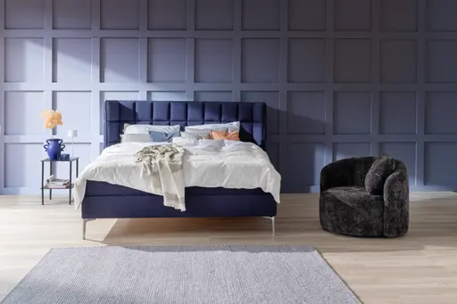 Polsterbett Samu 3 - Liegefläche 180x200cm, Stoff, Dunkelblau