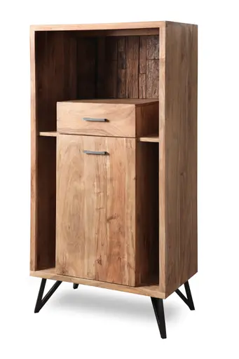 Highboard - mit Beleuchtung, B ca. 72 cm, Akazie massiv