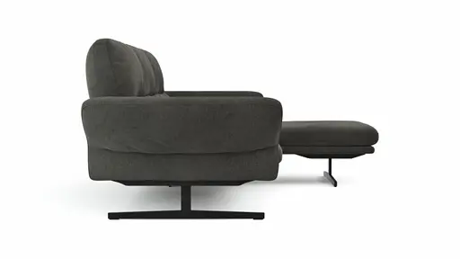 Ecksofa Alexander -  3-Sitzer mit Longchair rechts inkl. Kopfstütze/Armlehne verstellbar, Stoff, Braungrün