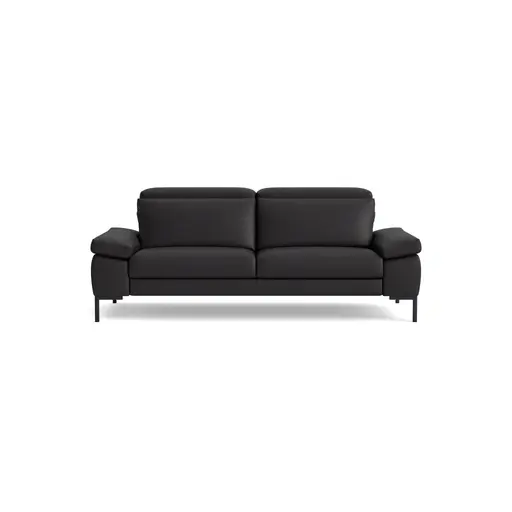 Sofa Braska - 3-Sitzer, inkl. Kopfstütze verstellbar, Leder, Anthrazit