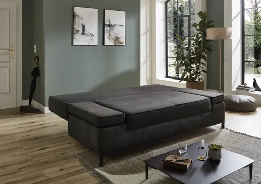 Schlafsofa- 2 Sitzer, Inkl. Bettkasten, Stoff, Anthrazit