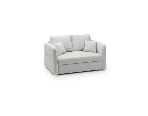 Sofa JORDEN - 1,5-Sitzer inkl. Schlaffunktion mit Bettkasten, verstellbare Armlehnen, Stoff, Beige