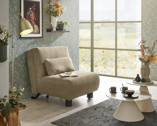 Faltsessel EBBY - ohne Armlehne inkl. Schlaffunktion, Stoff, Braun