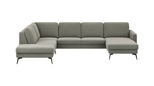 Wohnlandschaft Enna - Ecke links, 2,5-Sitzer, Longchair rechts, Stoff, Grau