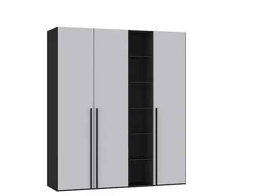 Drehtürenschrank JOIN IT- B ca. 191 cm., inkl. Regal, Schwarz, Glas, Hellgrau