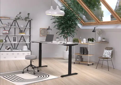 Schreibtisch GELI - höhenverstellbar, LB ca. 160x80 cm, Kaschmir, Schwarz