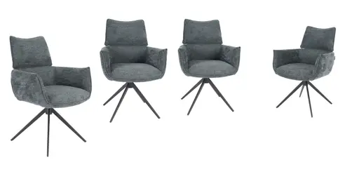 Armlehnstuhl MARGIT - drehbar, Stoff, Graublau