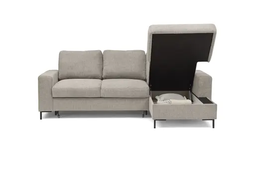 Ecksofa - 2-Sitzer mit Longchair rechts, Stoff, Steingrau
