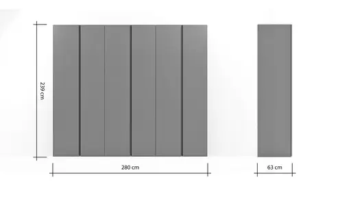 Drehtürenschrank Loretto - B ca. 280 cm, Lack matt, Anthrazit