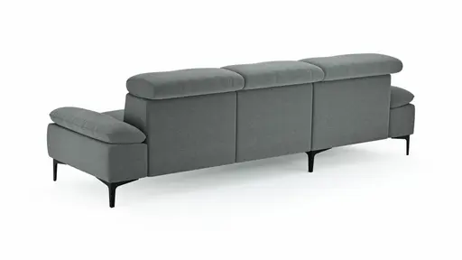 Ecksofa Felipa - Longchair links mit 2,5-Sitzer inkl. Kopfteil verstellbar, Stoff, Grau