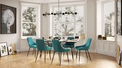 Hängeleuchte - BH ca. 155x138, Stahl, Schwarz, Glas