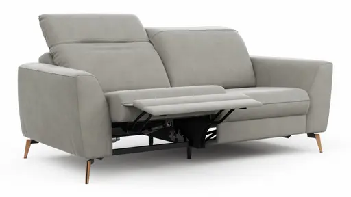 Sofa Tulsa KV - 2,5-Sitzer, inkl. Relaxfunktion und Kopfteilverstellung (motorisch), Leder, Graubeige