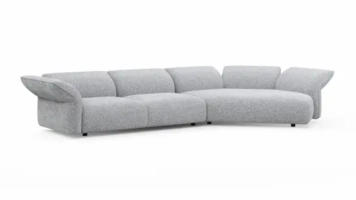 Trapezsofa Motone - 2-Sitzer mit Ecke rechts, Stoff, Hellgrau