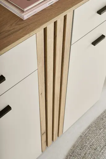 Schuhkommode - B ca. 100 cm, Kaschmir, Evoke Eiche Nachbildung