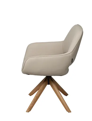 Armlehnstuhl MARIELLE - drehbar, Leder, Latte