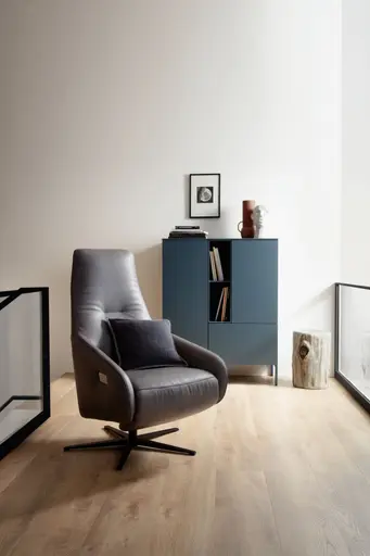 Sessel Noto Relax I - Rückenlehne und Fußteil verstellbar (motorisch), Leder, Eisengrau