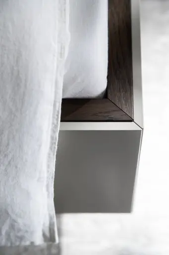 Bettanlage Matera - Liegefläche ca. 180x200 cm, Lack, Muschelgrau, Wildeiche, Coffee