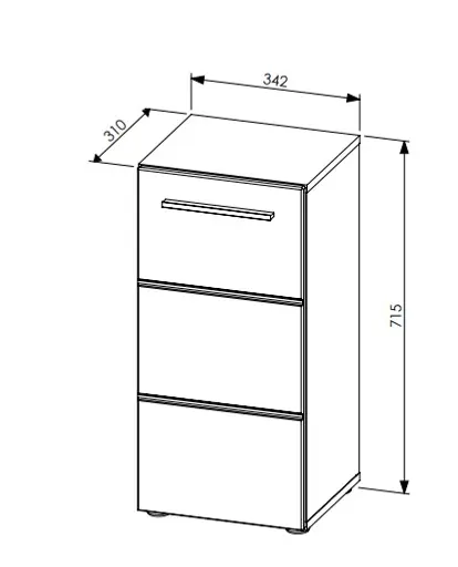 Kommode- Vintage Holz, Schwarz, Matt, Tiefzieh