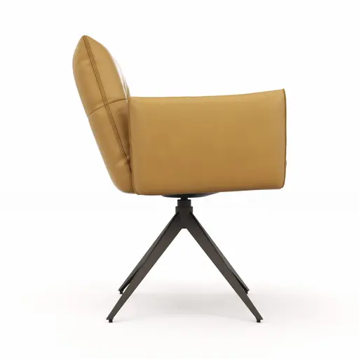 Armlehnstuhl Coscino - Leder, Kurkuma