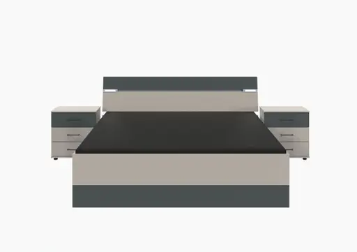 Bettanlage- Liegefläche ca, 180x200 cm, Hellgrau, Graphit