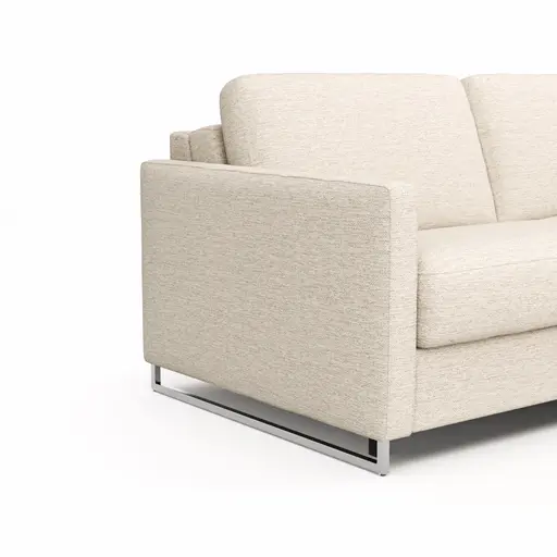 Ecksofa Nuoro - 2-Sitzer mit Longchair rechts inkl. Schlaffunktion und Bettkasten, Stoff, Beige