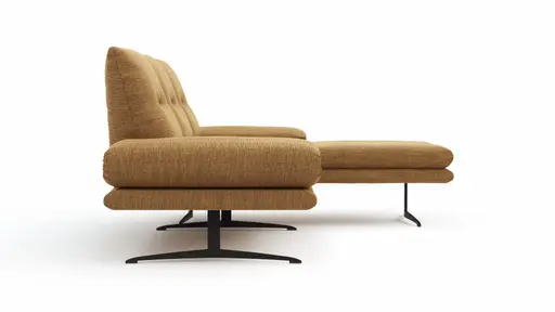 Ecksofa Lucero - 2-Sitzer mit Longchair rechts inkl. Rückenlehne verstellbar, Stoff, Senfgelb
