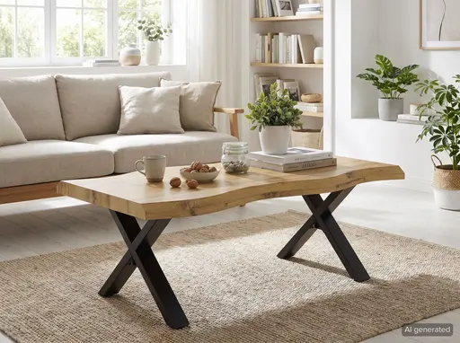Couchtisch Gerd - LB ca. 110x60 cm, Eiche Dekor, Schwarz, Baumkante