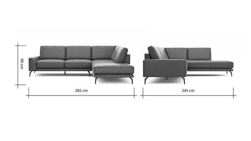 Ecksofa Redington - 2,5-Sitzer mit Ecke rechts, Leder, Cognac