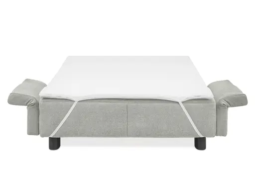 Faltsofa Easy - 2-Sitzer, ca. 140 cm inkl. Schlaffunktion/Topper/Armteil verstellbar, Stoff, Grau