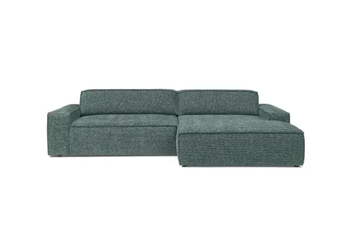 Ecksofa - 2-Sitzer mit Longchair rechts, Sitzvorzug motorisch, Stoff, Petrol