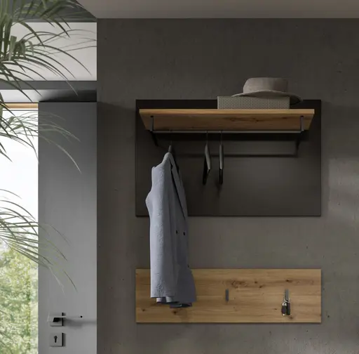 Garderobenpaneele - B ca. 80 cm, Basalt grau, Artisan Eiche Nachbildung