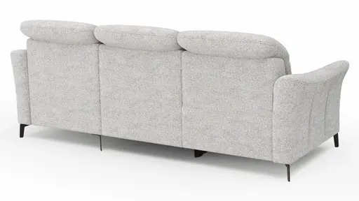 Ecksofa Canterbury - 2,5-Sitzer mit Longchair rechts, inkl. Relaxfunktion (motorisch) und Kopfteilverstellung, Stoff, Offwhite